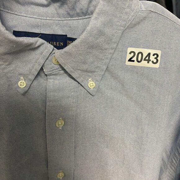 Ralph Lauren Shirt Mens 2XLT Tall Blue‎ Classic Fit Flesh Pony Chambray Preppy - Picture 8 of 8